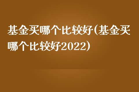 基金买哪个比较好(基金买哪个比较好2022)_https://www.yunyouns.com_期货直播_第1张