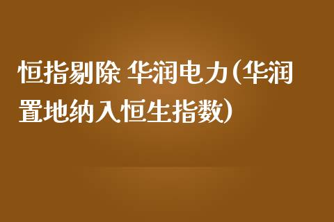 恒指剔除 华润电力(华润置地纳入恒生指数)_https://www.yunyouns.com_期货直播_第1张