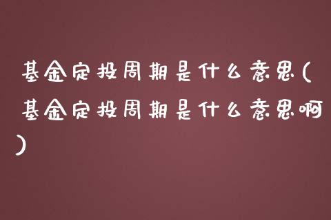 基金定投周期是什么意思(基金定投周期是什么意思啊)_https://www.yunyouns.com_期货行情_第1张