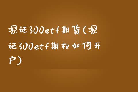 深证300etf期货(深证300etf期权如何开户)_https://www.yunyouns.com_期货直播_第1张