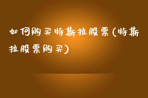 如何购买特斯拉股票(特斯拉股票购买)_https://www.yunyouns.com_期货行情_第1张