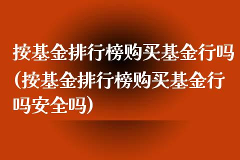 按基金排行榜购买基金行吗(按基金排行榜购买基金行吗安全吗)_https://www.yunyouns.com_股指期货_第1张