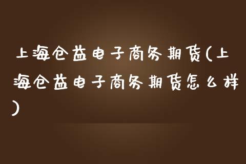 上海仓益电子商务期货(上海仓益电子商务期货怎么样)_https://www.yunyouns.com_股指期货_第1张