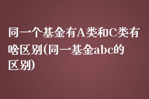 同一个基金有A类和C类有啥区别(同一基金abc的区别)_https://www.yunyouns.com_期货行情_第1张