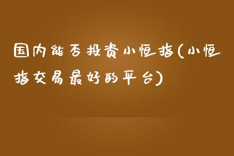 国内能否投资小恒指(小恒指交易最好的平台)_https://www.yunyouns.com_股指期货_第1张