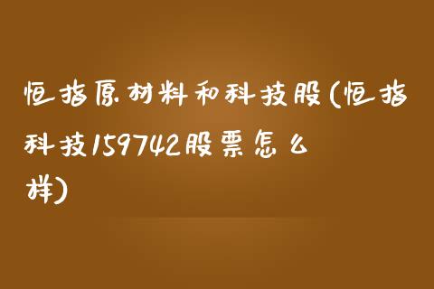 恒指原材料和科技股(恒指科技159742股票怎么样)_https://www.yunyouns.com_恒生指数_第1张