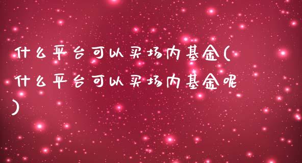 什么平台可以买场内基金(什么平台可以买场内基金呢)_https://www.yunyouns.com_期货直播_第1张