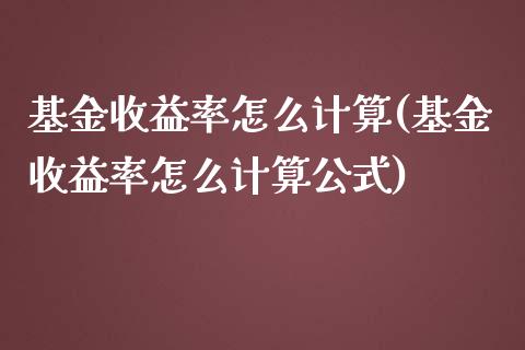 基金收益率怎么计算(基金收益率怎么计算公式)_https://www.yunyouns.com_期货直播_第1张