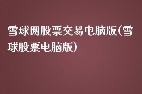 雪球网股票交易电脑版(雪球股票电脑版)_https://www.yunyouns.com_股指期货_第1张