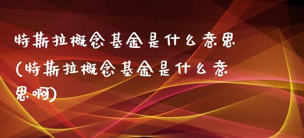 特斯拉概念基金是什么意思(特斯拉概念基金是什么意思啊)_https://www.yunyouns.com_股指期货_第1张