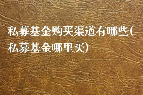 私募基金购买渠道有哪些(私募基金哪里买)_https://www.yunyouns.com_期货直播_第1张