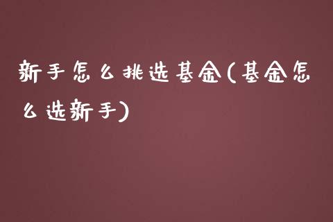 新手怎么挑选基金(基金怎么选新手)_https://www.yunyouns.com_股指期货_第1张