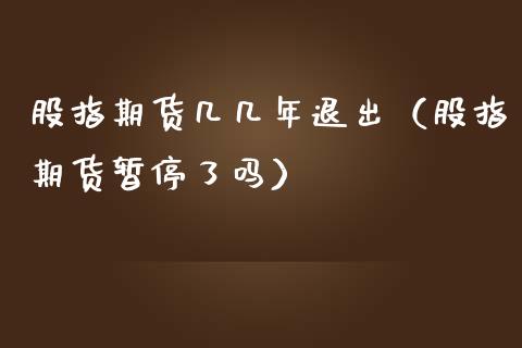 股指期货几几年退出（股指期货暂停了吗）_https://www.yunyouns.com_期货直播_第1张