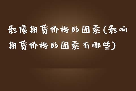 影像期货价格的因素(影响期货价格的因素有哪些)_https://www.yunyouns.com_期货直播_第1张