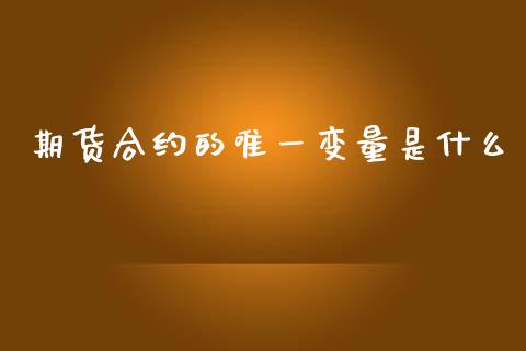 期货合约的唯一变量是什么_https://www.yunyouns.com_期货行情_第1张