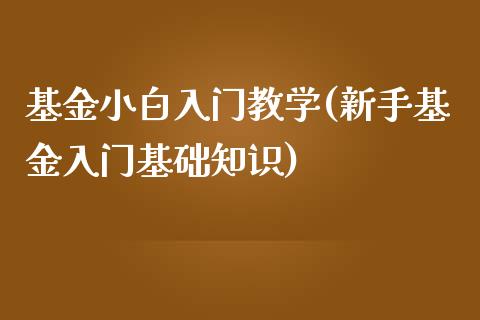 基金小白入门教学(新手基金入门基础知识)_https://www.yunyouns.com_期货行情_第1张