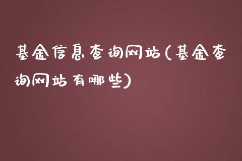 基金信息查询网站(基金查询网站有哪些)_https://www.yunyouns.com_股指期货_第1张