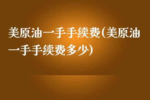 美原油一手手续费(美原油一手手续费多少)_https://www.yunyouns.com_期货直播_第1张