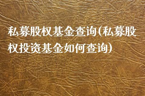 私募股权基金查询(私募股权投资基金如何查询)_https://www.yunyouns.com_期货直播_第1张