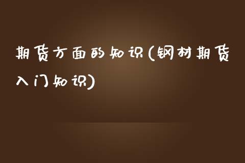 期货方面的知识(钢材期货入门知识)_https://www.yunyouns.com_股指期货_第1张