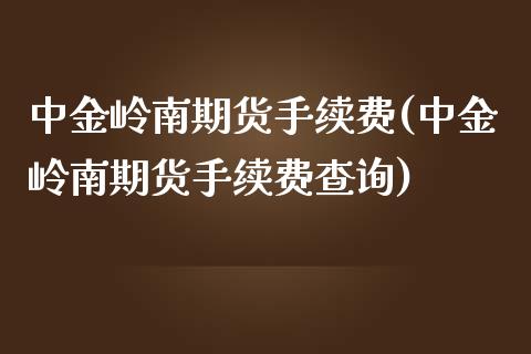 岭南期货手续费(岭南期货手续费查询)_https://www.yunyouns.com_恒生指数_第1张