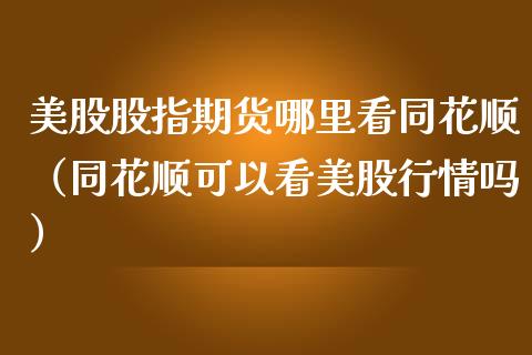 美股股指期货哪里看同花顺（同花顺可以看美股行情吗）_https://www.yunyouns.com_期货行情_第1张