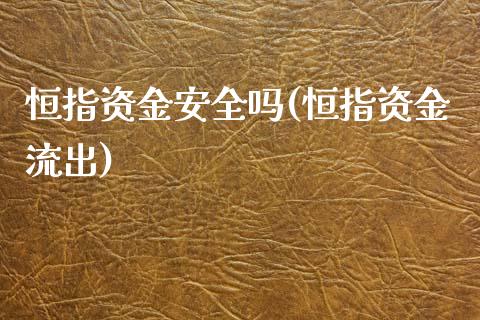 恒指资金安全吗(恒指资金流出)_https://www.yunyouns.com_股指期货_第1张