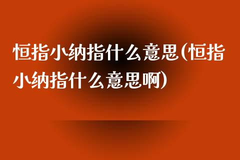 恒指小纳指什么意思(恒指小纳指什么意思啊)_https://www.yunyouns.com_期货直播_第1张