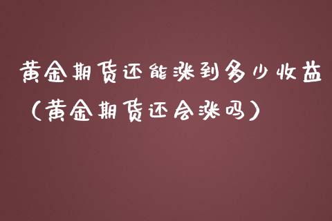 黄金期货还能涨到多少收益（黄金期货还会涨吗）_https://www.yunyouns.com_恒生指数_第1张