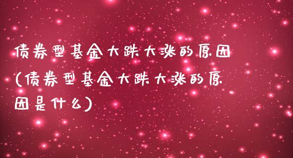 债券型基金大跌大涨的原因(债券型基金大跌大涨的原因是什么)_https://www.yunyouns.com_期货行情_第1张